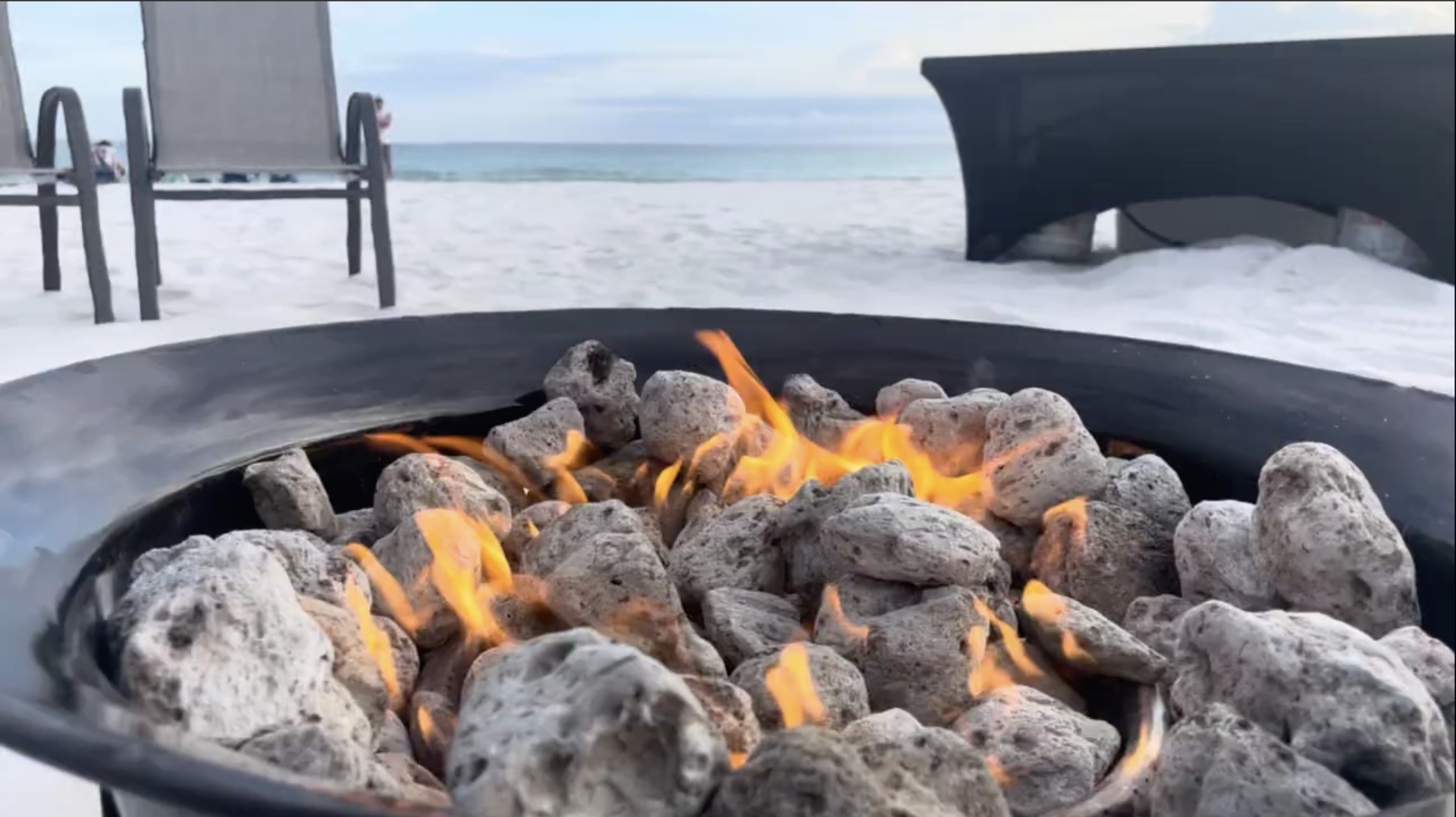 Beach fire pit close-up